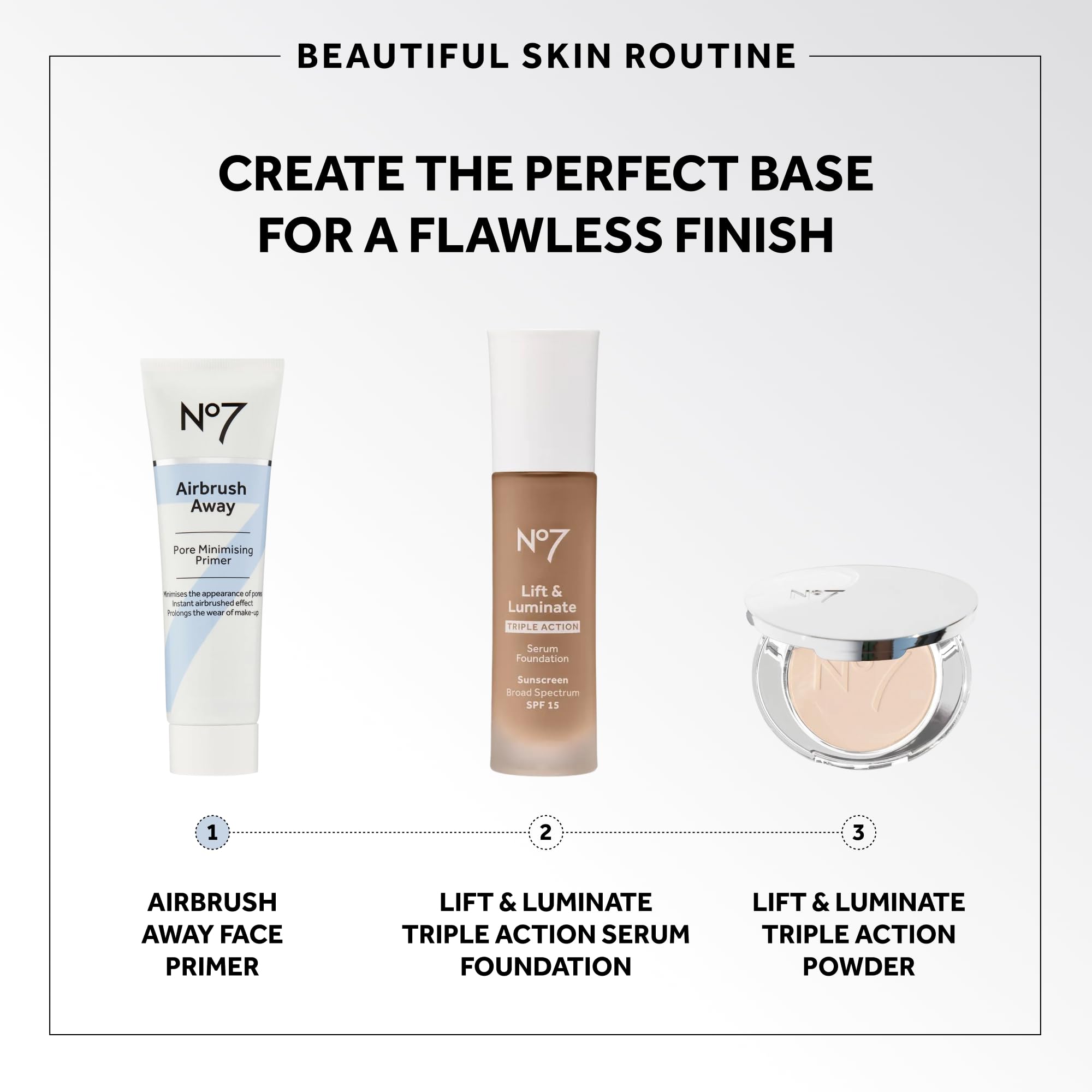 No7 Airbrush Away primer applied to face for pore-blurred complexion