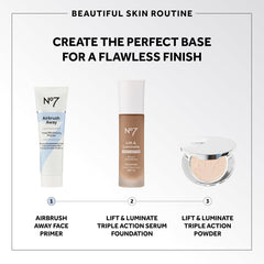 No7 Airbrush Away primer applied to face for pore-blurred complexion