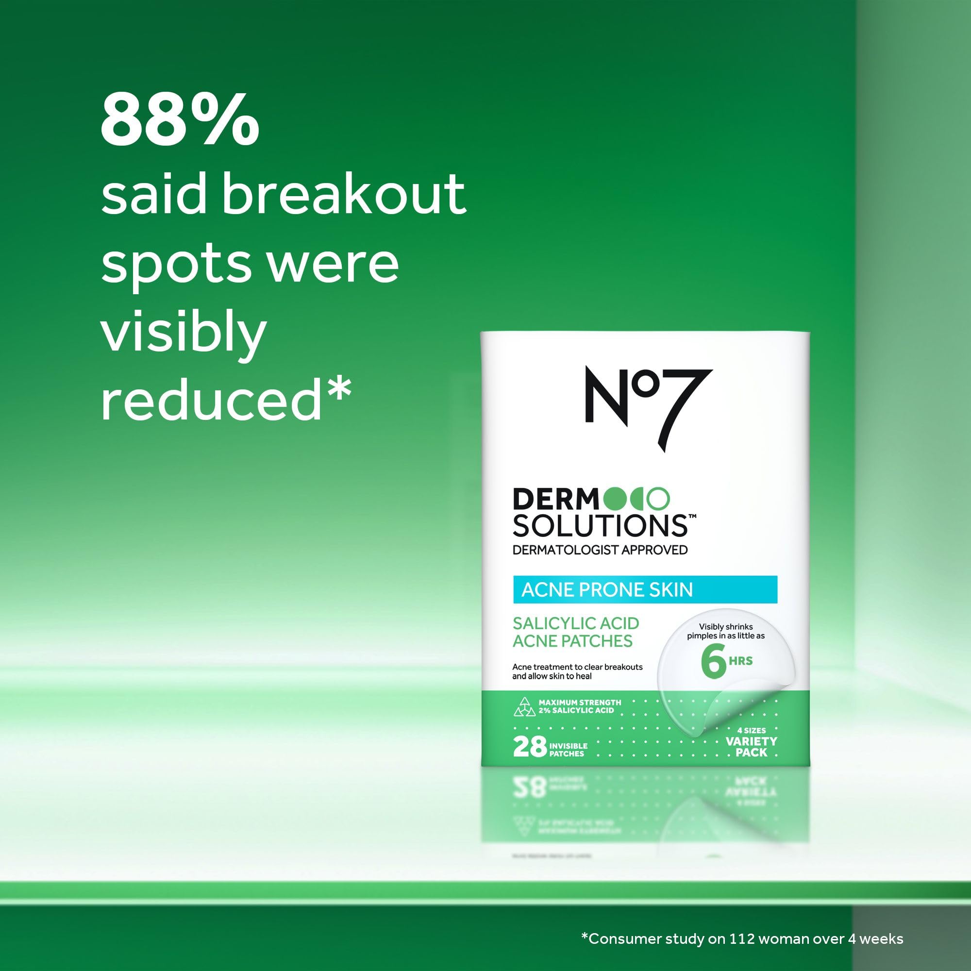 No7 patch applied to facial blemish demonstrating discreet protection
