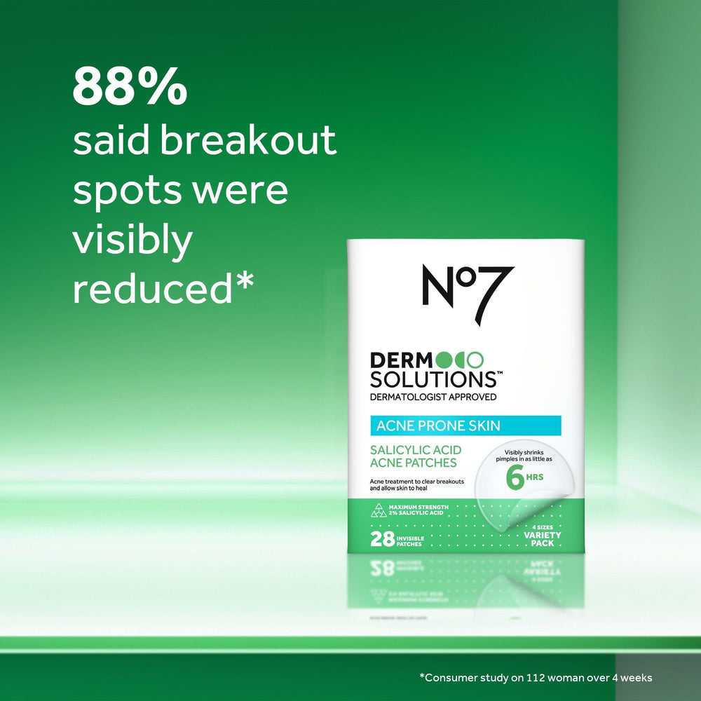 No7 patch applied to facial blemish demonstrating discreet protection