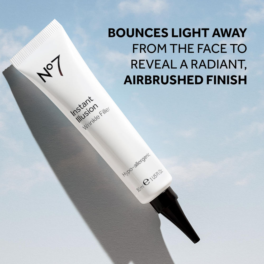 No7 before and after split showing visibly smoother complexion benefit