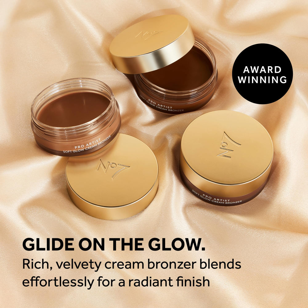 No7 bronzer open jar angle displaying creamy consistency and pigmented color