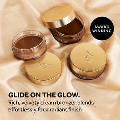 No7 bronzer open jar angle displaying creamy consistency and pigmented color