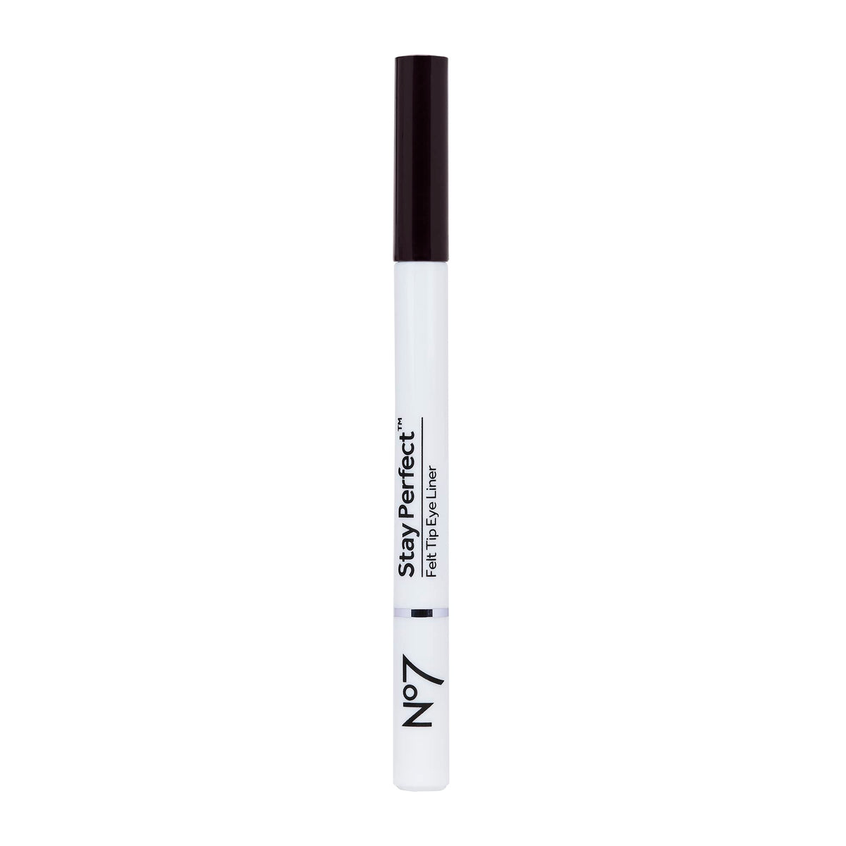 No7 brown felt-tip front packaging showing compact pen design and shade