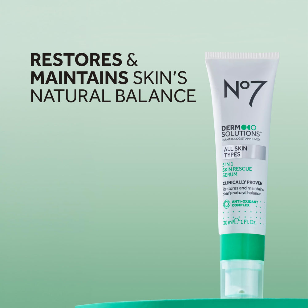 No7 dropper dispensing serum demonstrating controlled, easy application