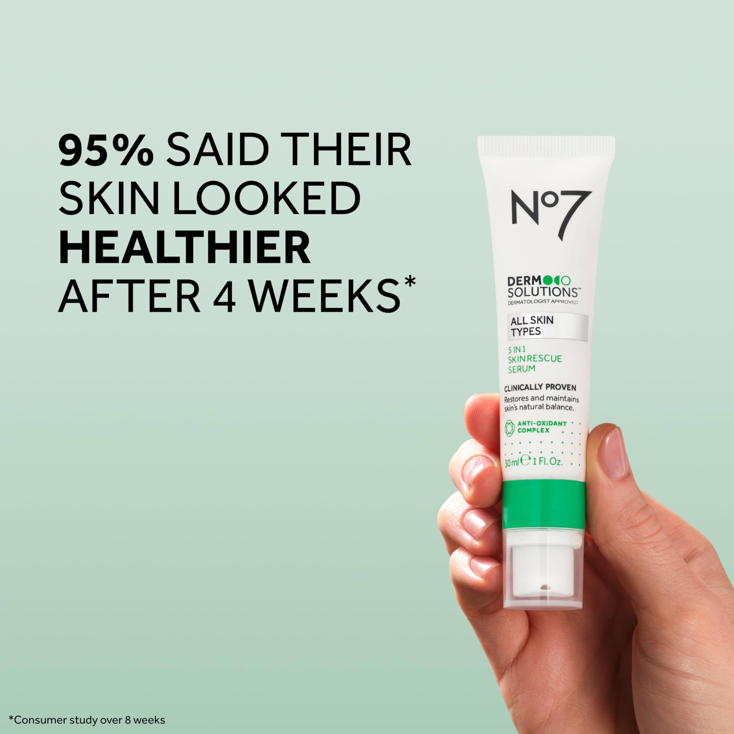 No7 serum on bathroom counter next to moisturizer to show routine layering