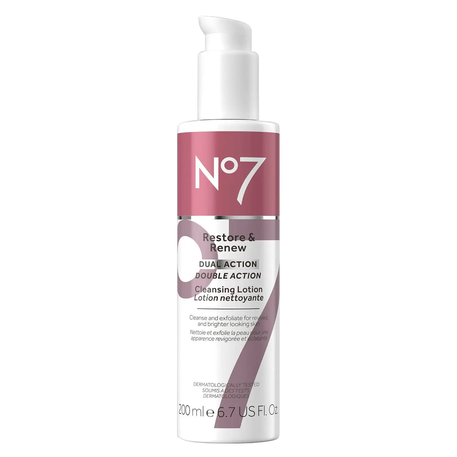 No7 front packaging showing cleanser and benefits on bottle