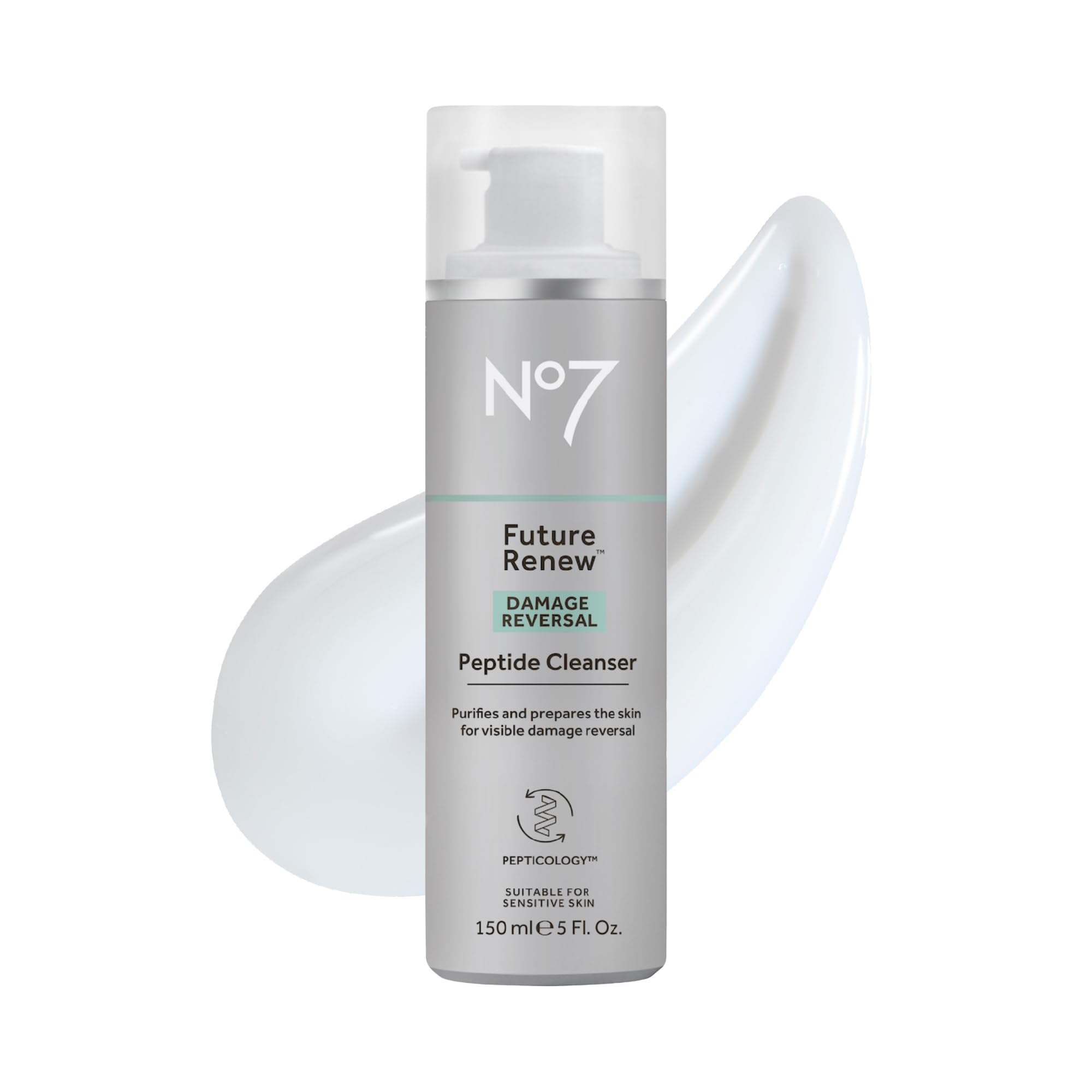 No7 Future Renew cleanser bottle front showing fragrance-free formula for daily hydrating cleanse