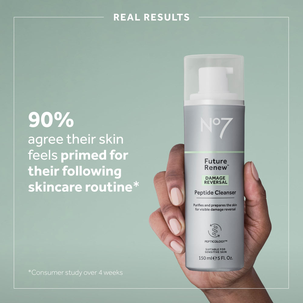 No7 Future Renew cleanser lather close-up with brightening potential after cleansing