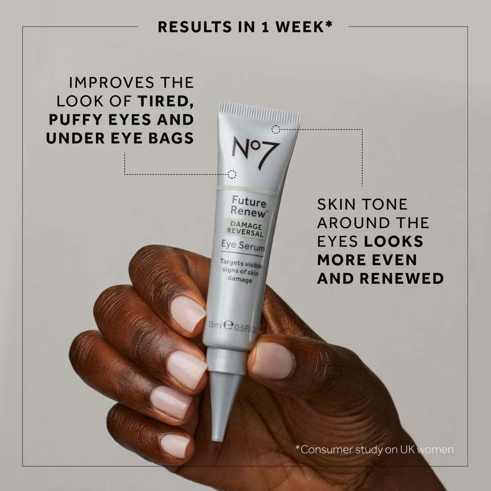No7 Future Renew under-eye application shown for gentle hydration and care.