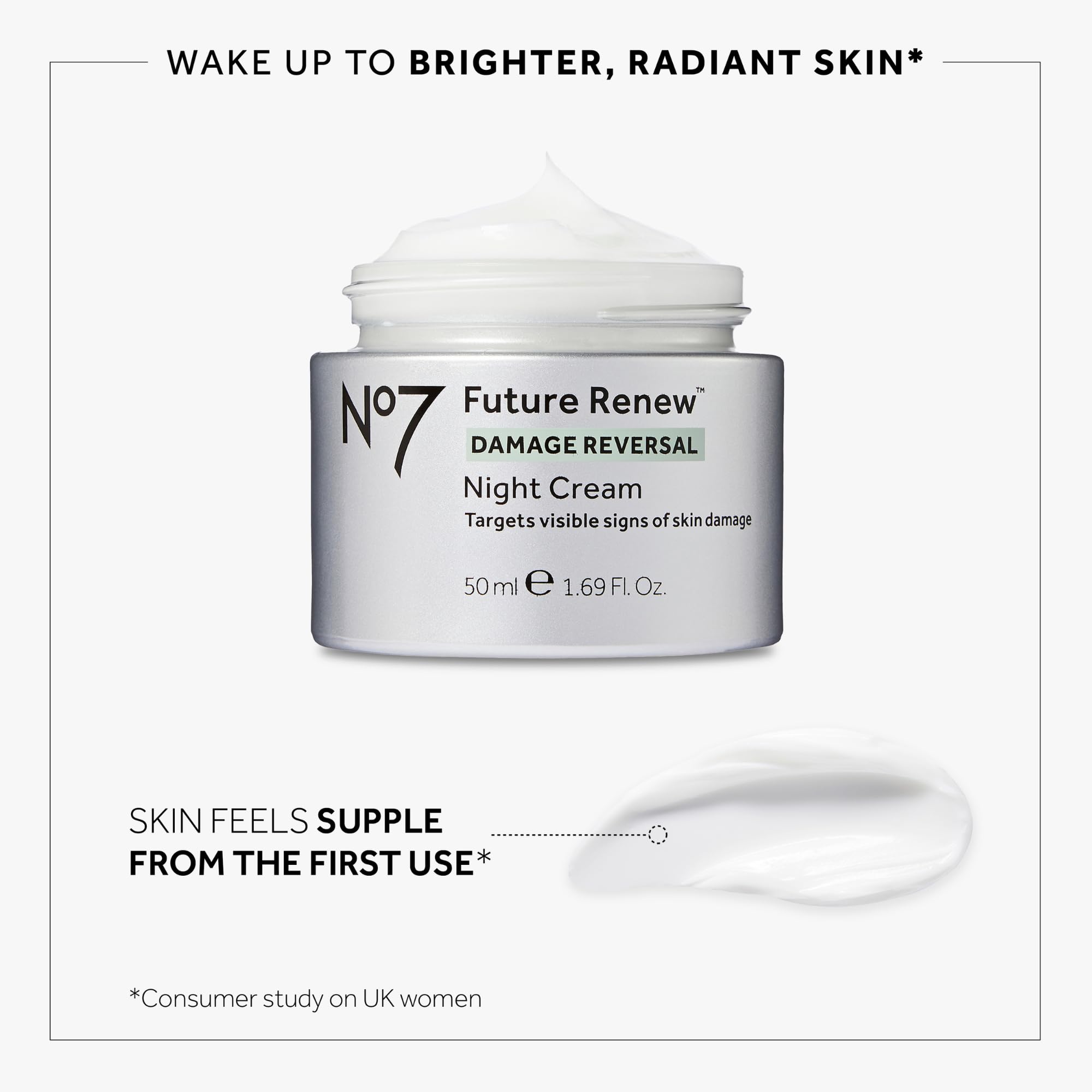 No7 Future Renew Night Cream application being massaged during nighttime routine