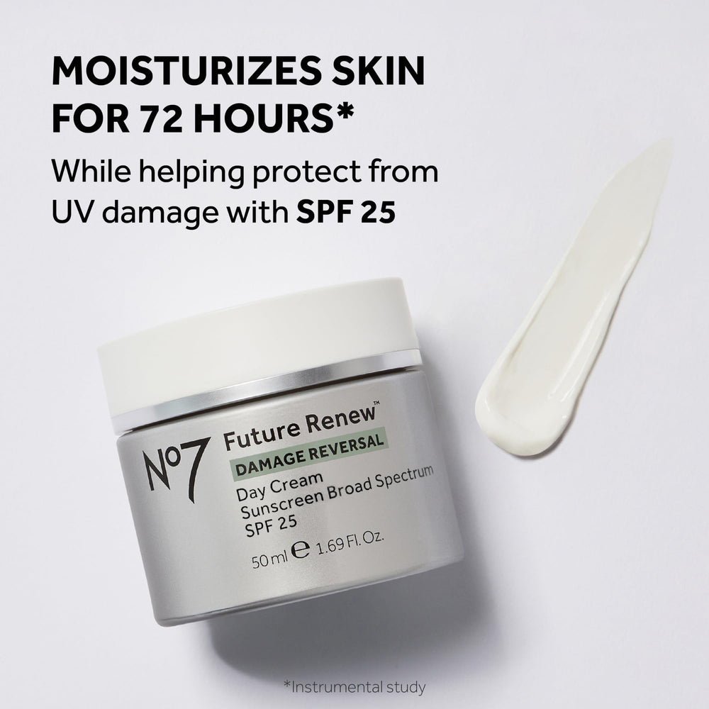 No7 Future Renew peptide technology close-up highlights premium firming formulation.