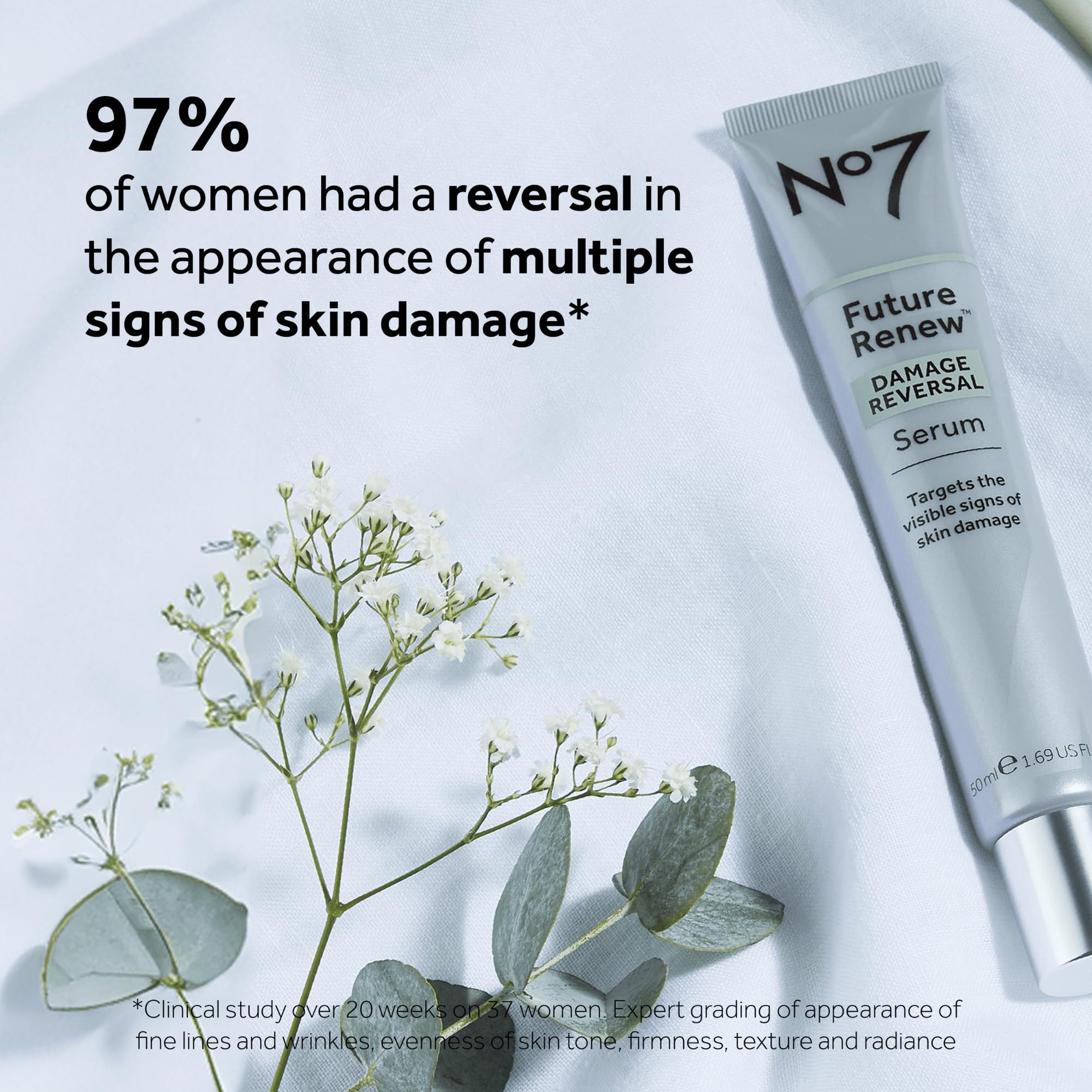 No7 Future Renew serum applied under makeup for smoother wear.
