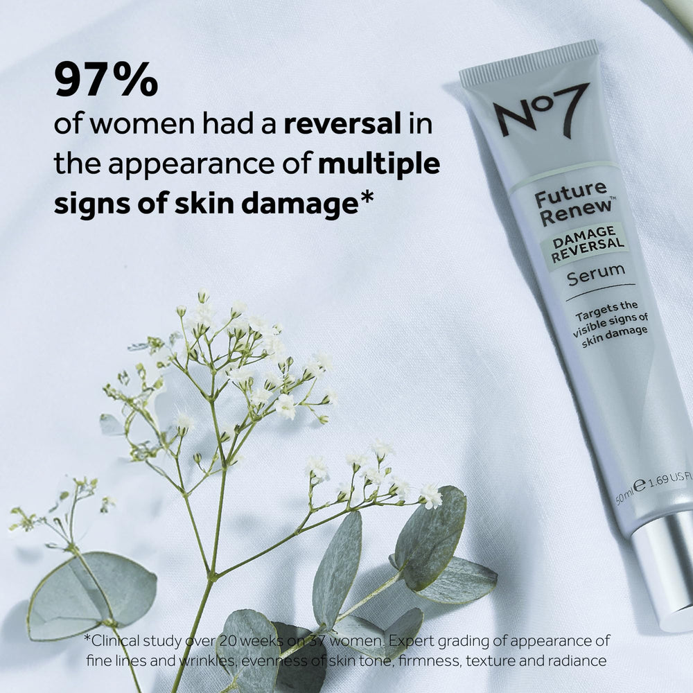 No7 Future Renew serum applied under makeup for smoother wear.