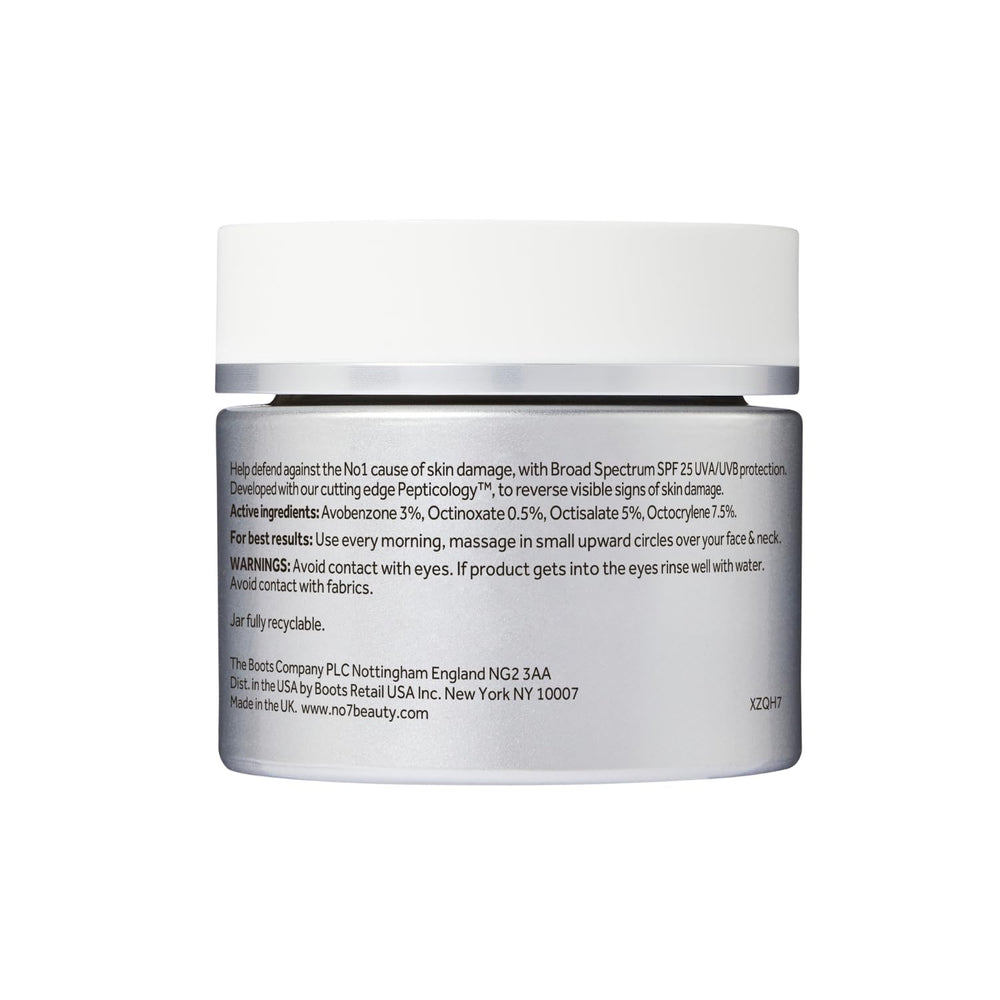 No7 Future Renew SPF 25 protection visual suggests daily sun defense.