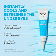 No7 HydraLuminous cooling eye gel dispenser action demonstrates easy, smooth daily use.