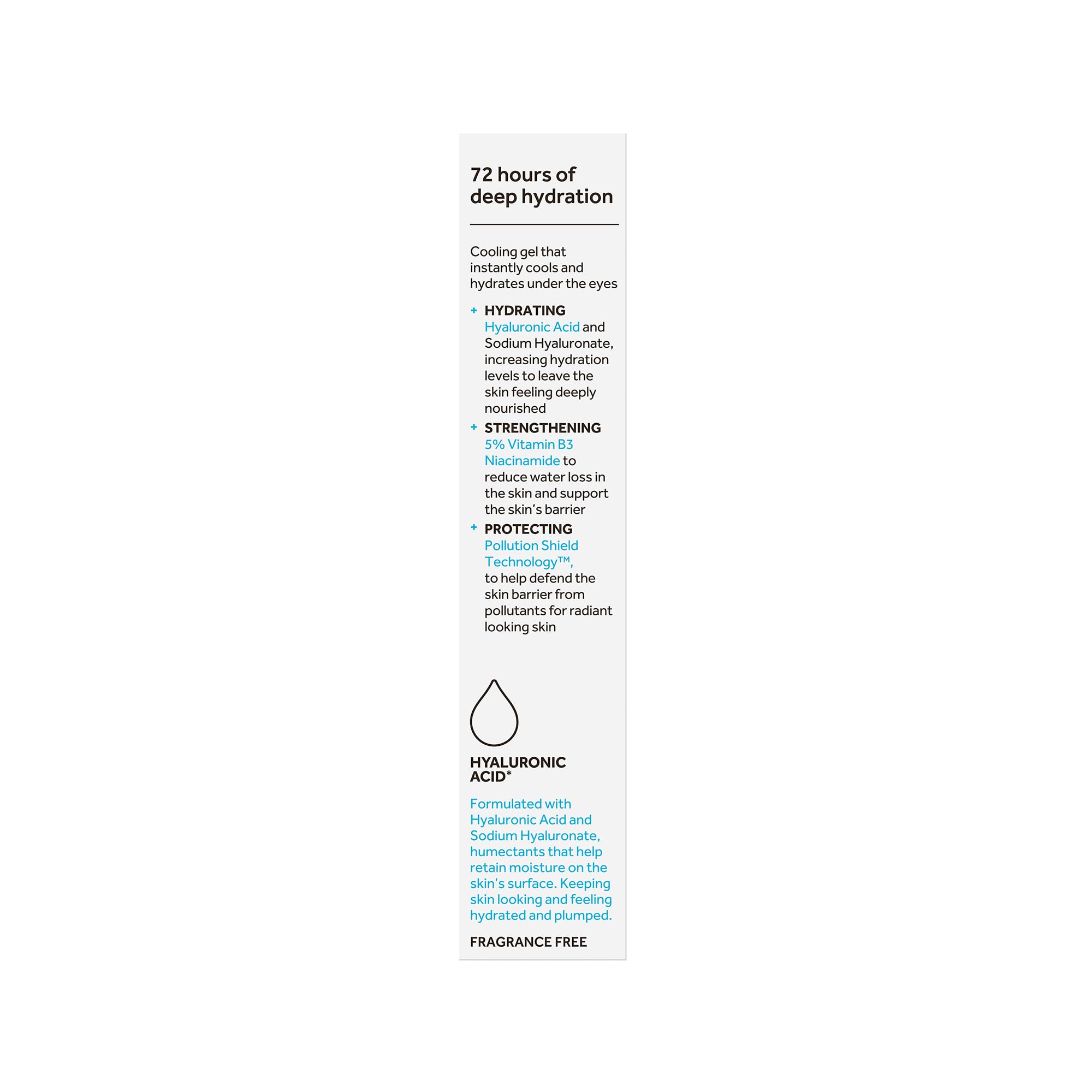 No7 HydraLuminous cooling eye gel packaging illustration highlights premium No7 heritage.