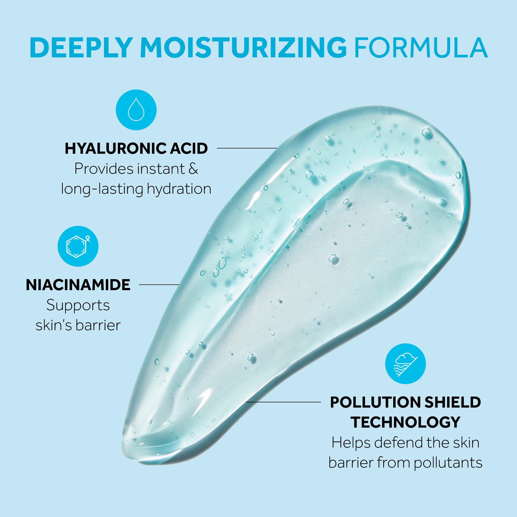 No7 HydraLuminous cooling eye gel texture swatch shows lightweight gel that absorbs quickly.
