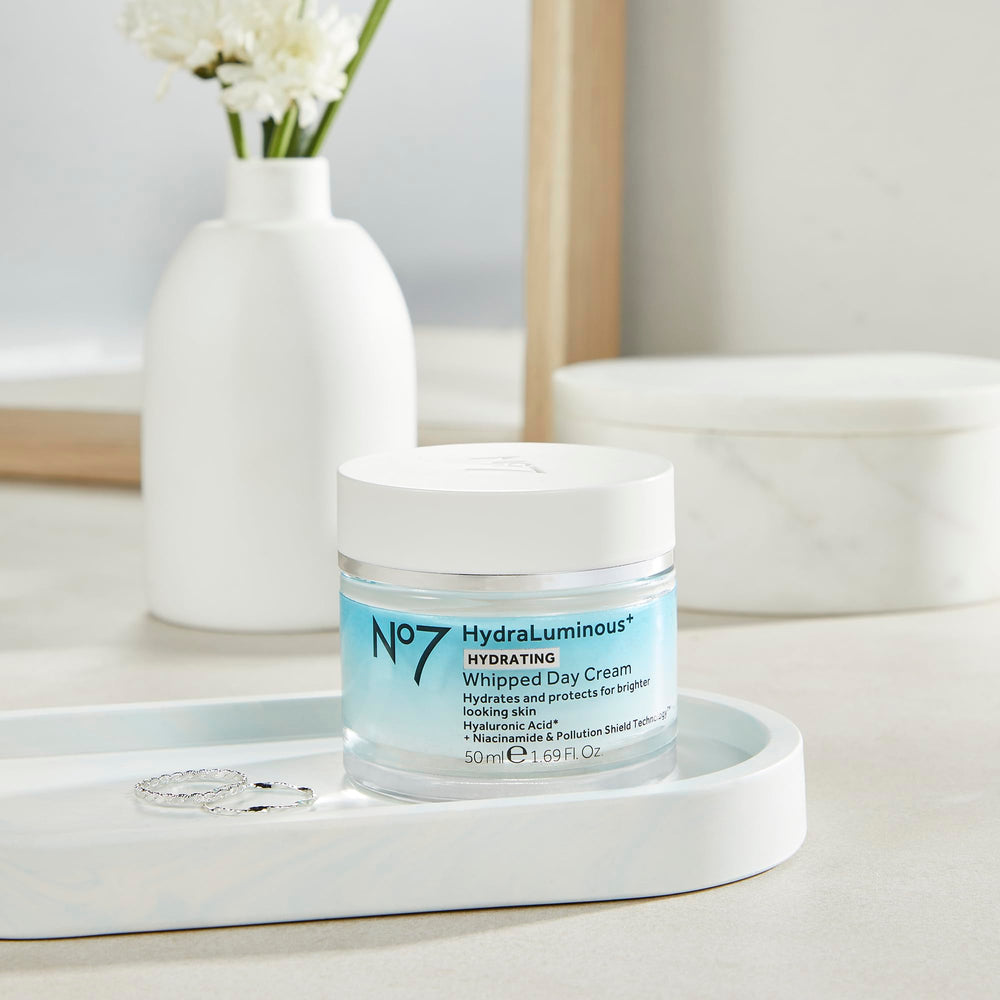 No7 HydraLuminous face and neck massage promotes even absorption with upward strokes