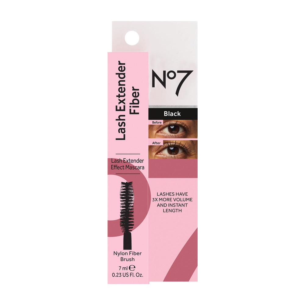 No7 Lash Extender Fiber Mascara wear shows flake-free, smooth lash look