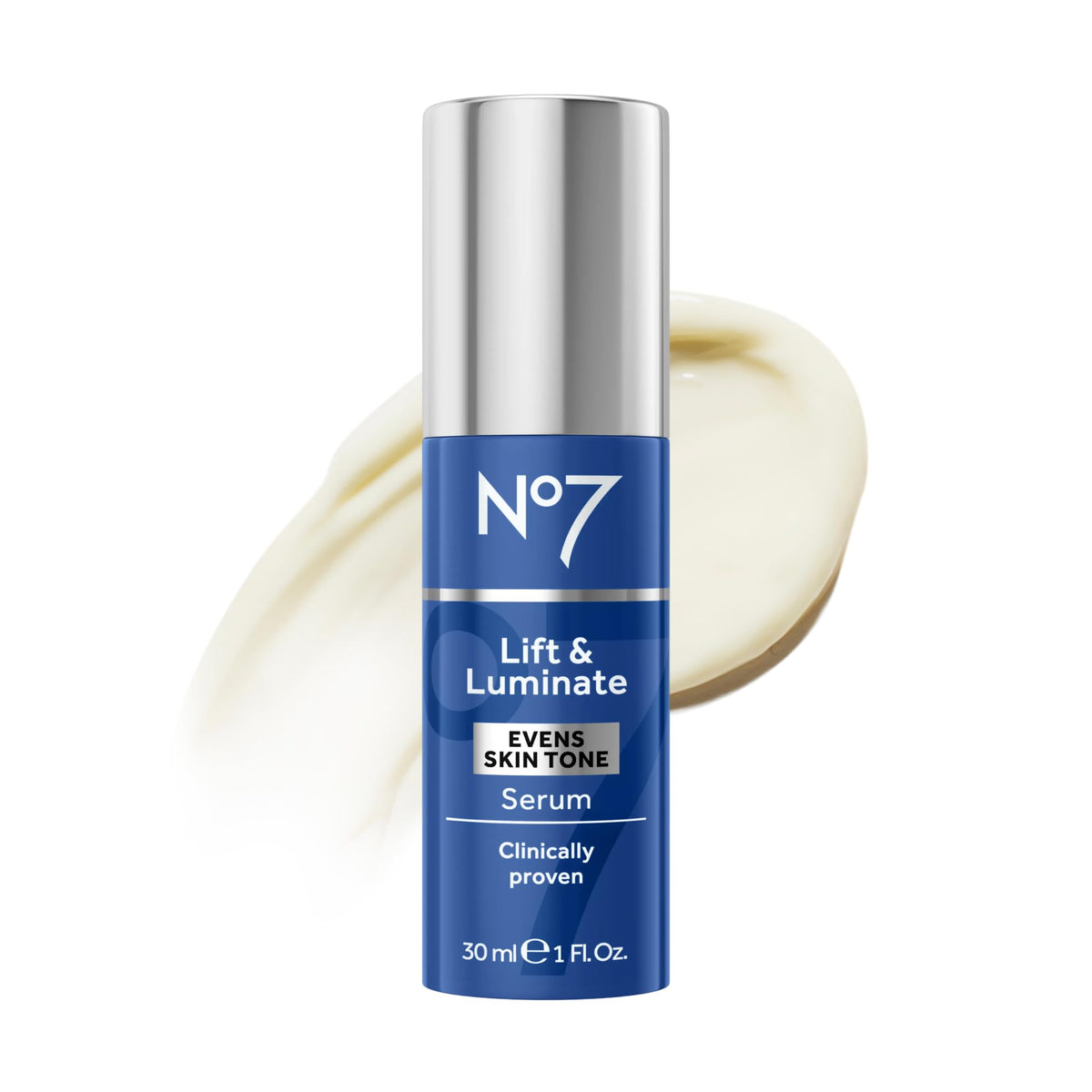 No7 front bottle showing product branding and brightening benefit
