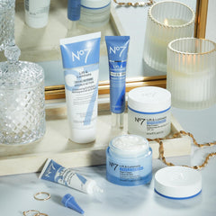 No7 Lift & Luminate night cream collagen peptide jar for overnight nourishment.