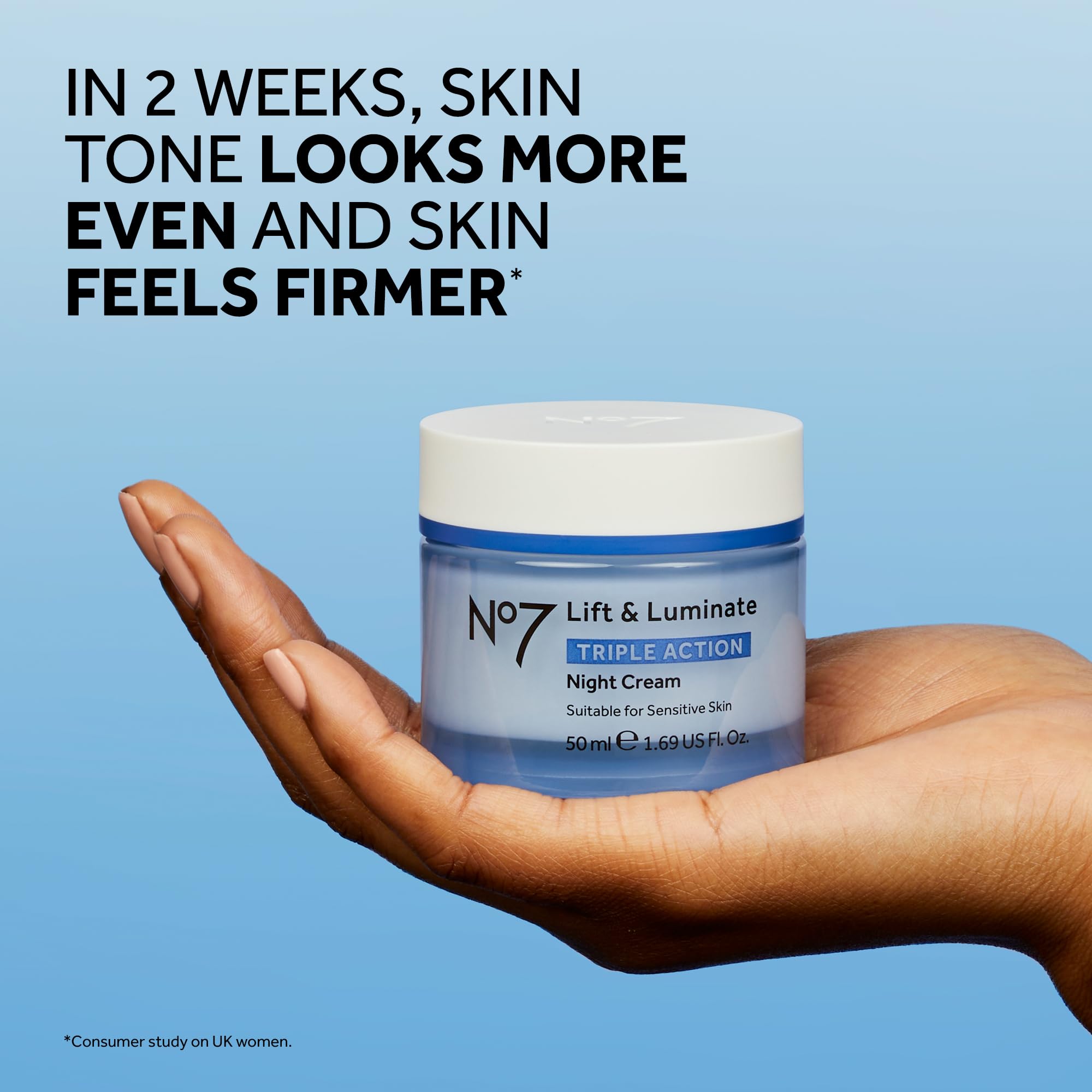No7 Lift & Luminate night cream swirl shows rich emollients for lasting hydration