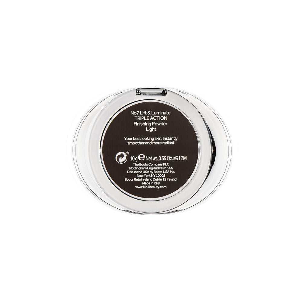 Closeup of No7 Lift and Luminate powder showing soft translucent texture