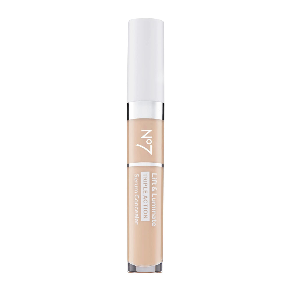 No7 Lift & Luminate Serum Concealer fair bottle pump for smooth, brightening application.