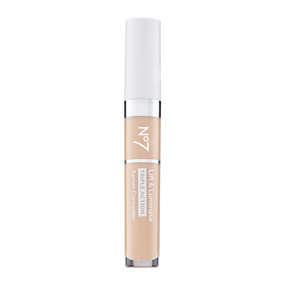 No7 Lift & Luminate Serum Concealer fair bottle pump for smooth, brightening application.