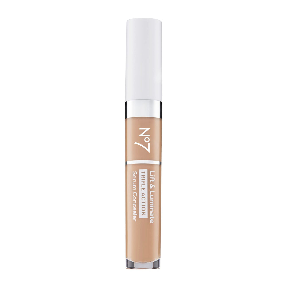No7 Lift & Luminate concealer in Light Medium close-up showing brightening coverage