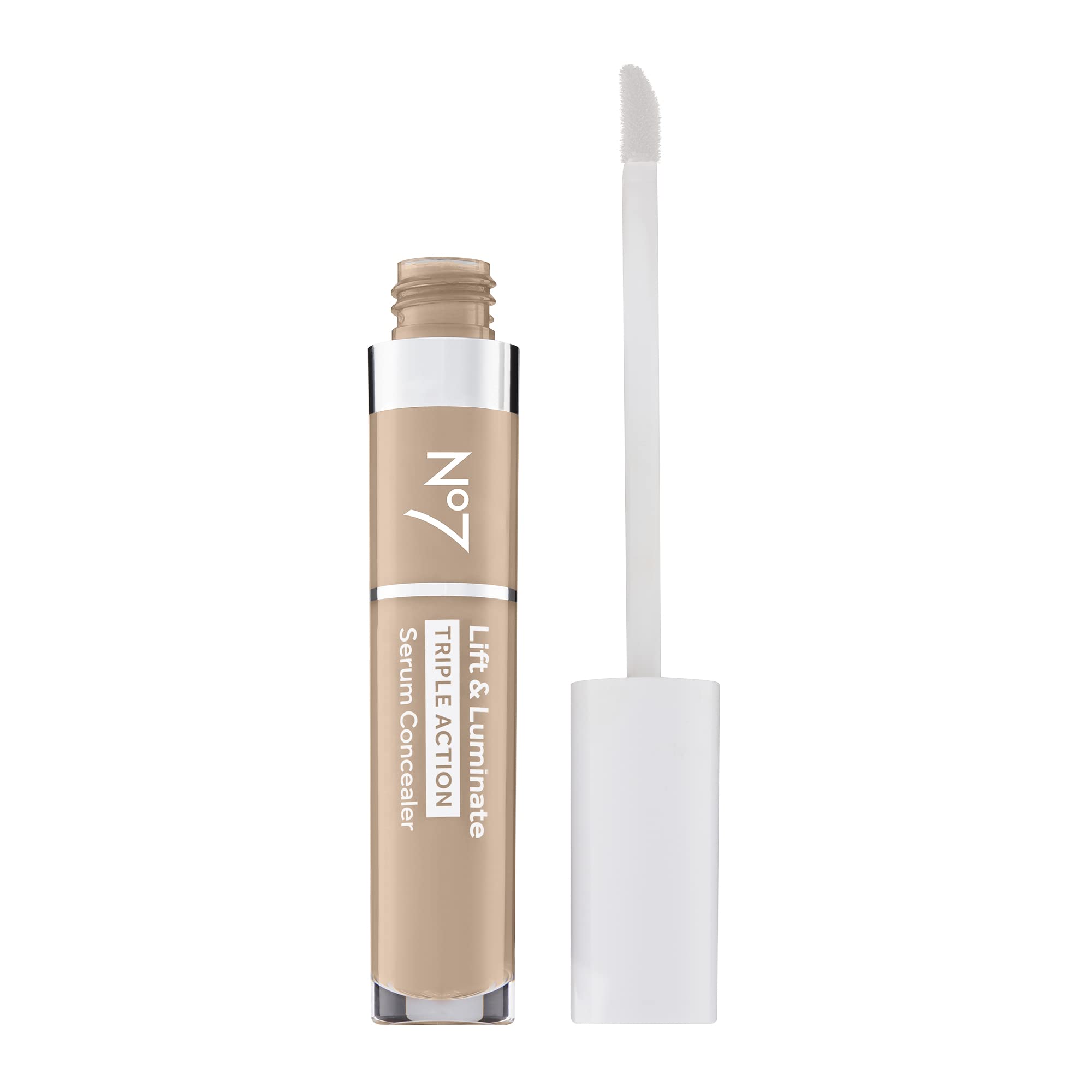No7 Lift & Luminate Serum Concealer under-eye coverage for brightened eyes and smooth texture.