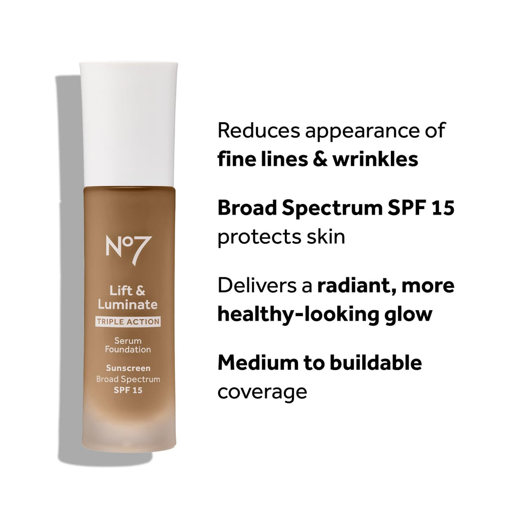 No7 Lift & Luminate SPF15 foundation swirl demonstrates medium coverage