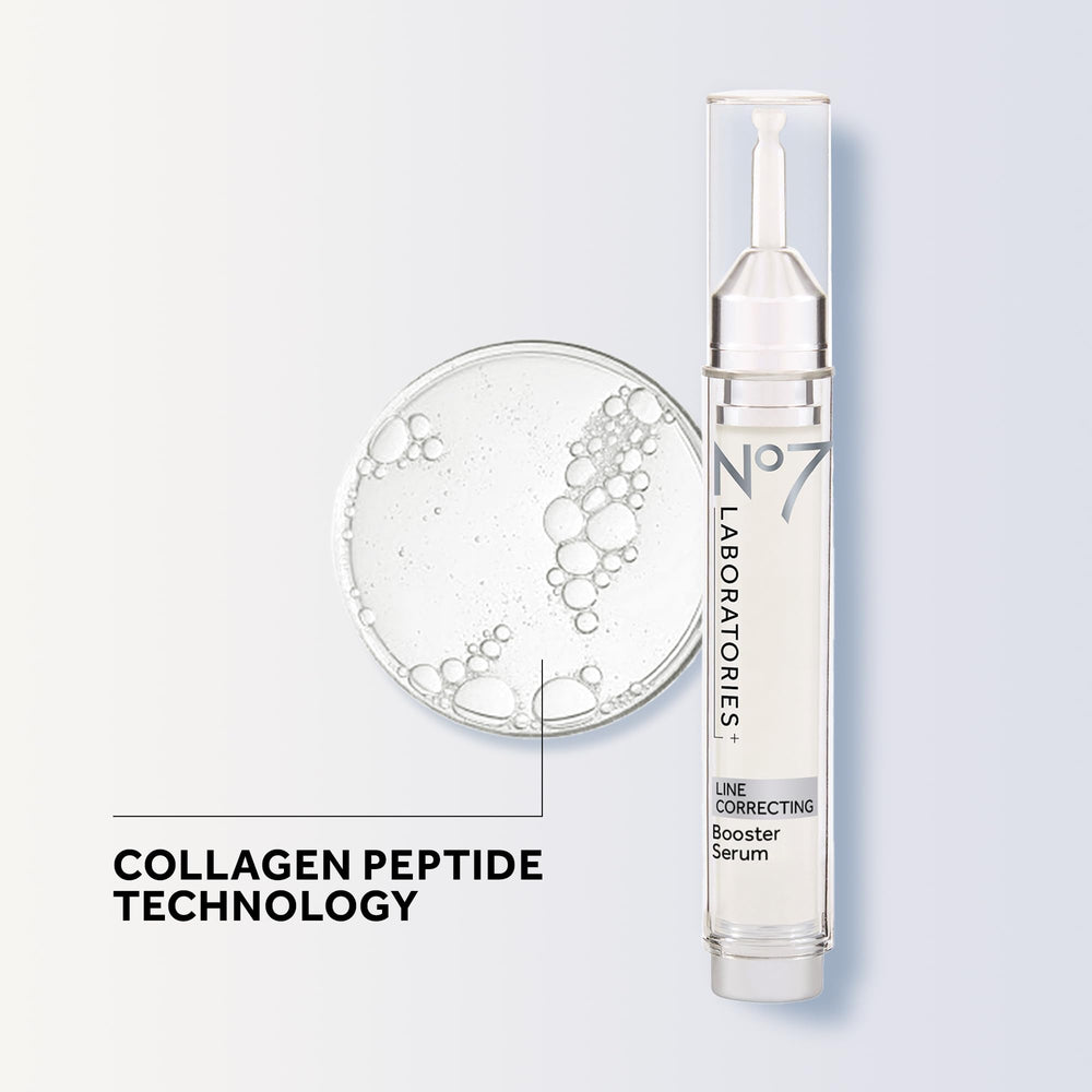 No7 Line Correcting Serum eye-area application demonstrates targeted support for mature eye zones.