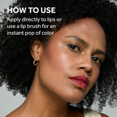 No7 lipstick worn by model, red carpet look with long-lasting color benefit