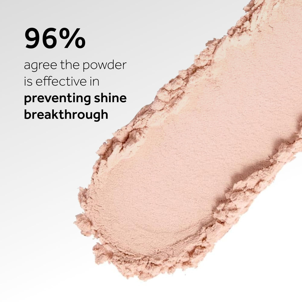 No7 split-face before and after application, showing reduced shine benefit