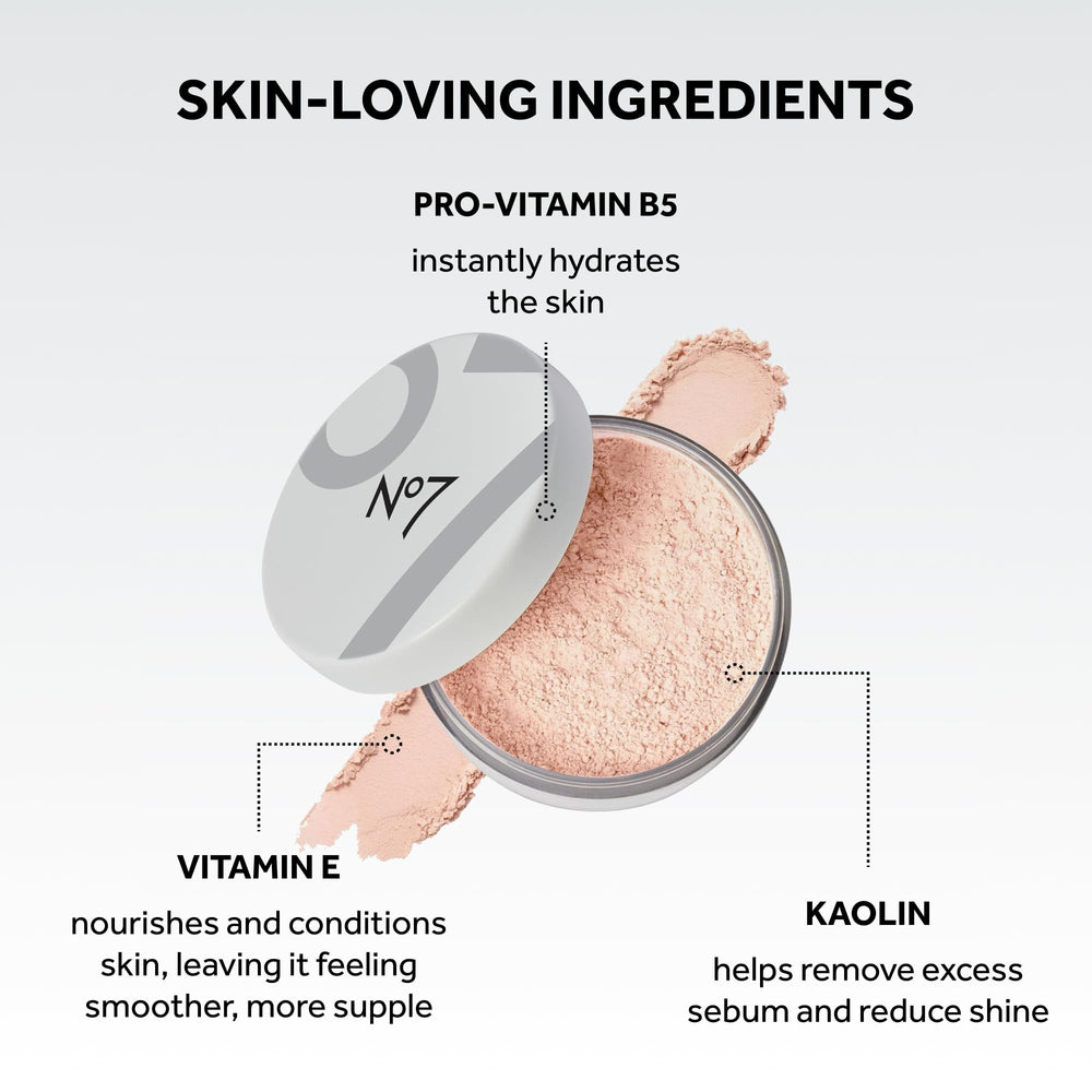 No7 ingredient label highlighting kaolin and vitamin B5 for skin care benefit