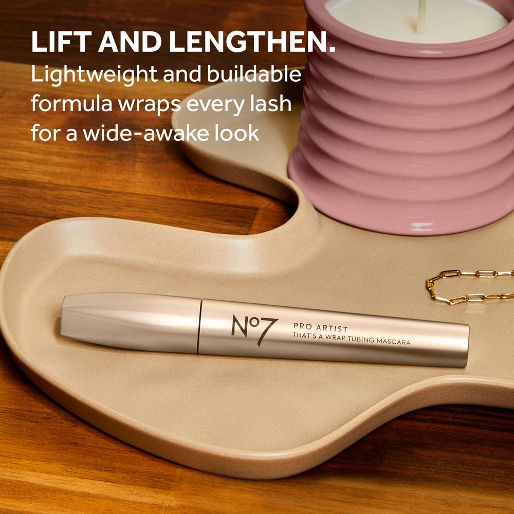 No7 mascara texture swipe highlighting smooth, buildable formula
