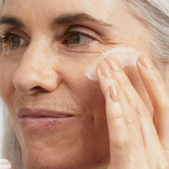 No7 menopause overnight cream texture shown on forearm.