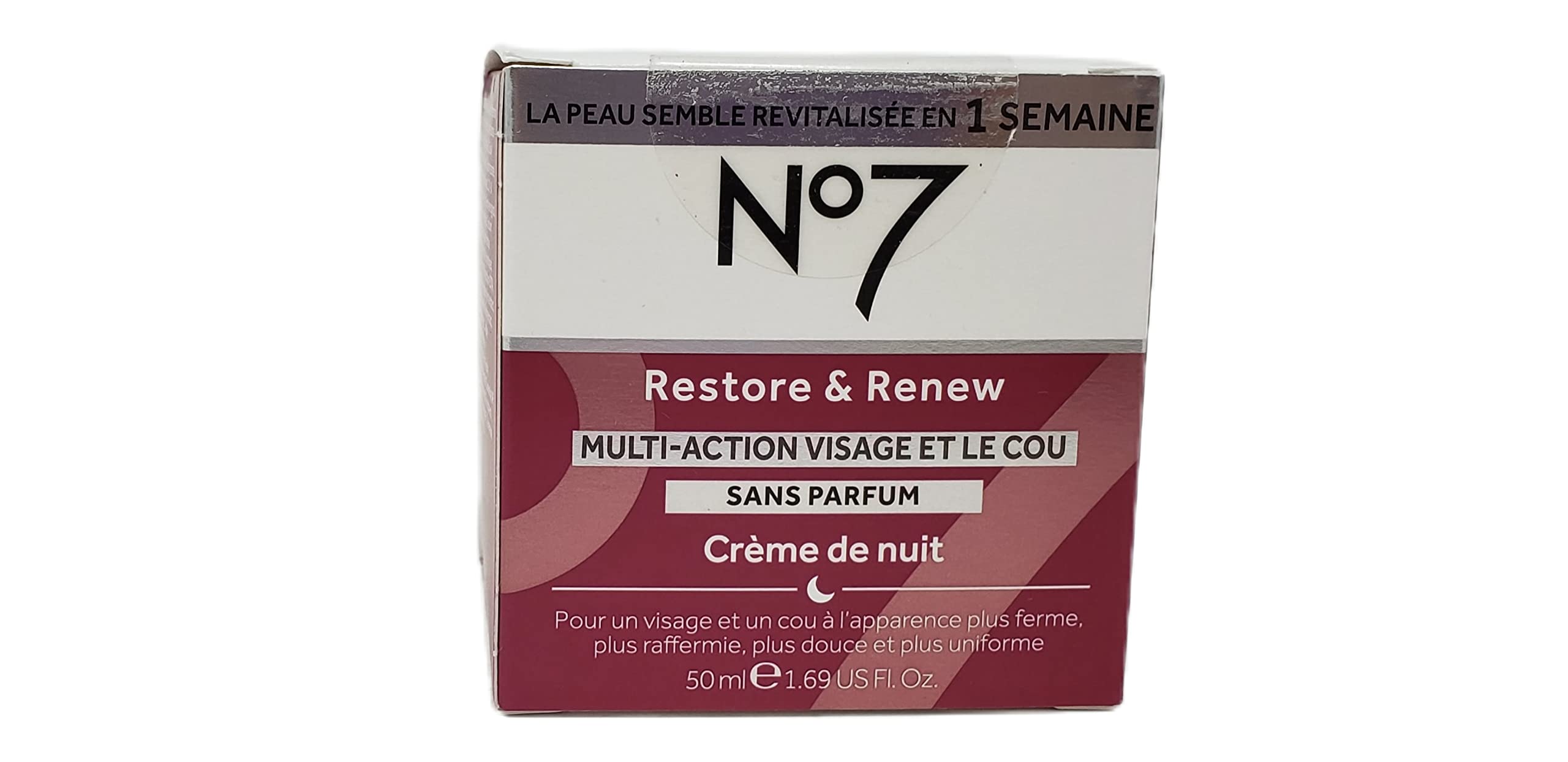 No7 night cream beside bedside lamp showing overnight renewal and restorative benefit