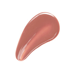 No7 Peony gloss applied on model lips showing color payoff and luminous finish