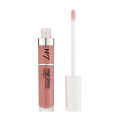 No7 Peony gloss wand and glossy texture close-up emphasizing smooth application