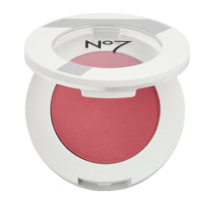 No7 powder blush Damson Mist compact front showing case and pan for easy shade reference