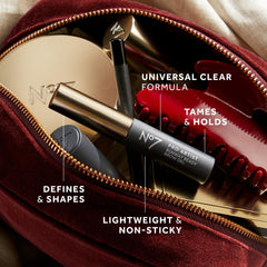 No7 in-use on model demonstrates grooming and hold for a natural finish benefit