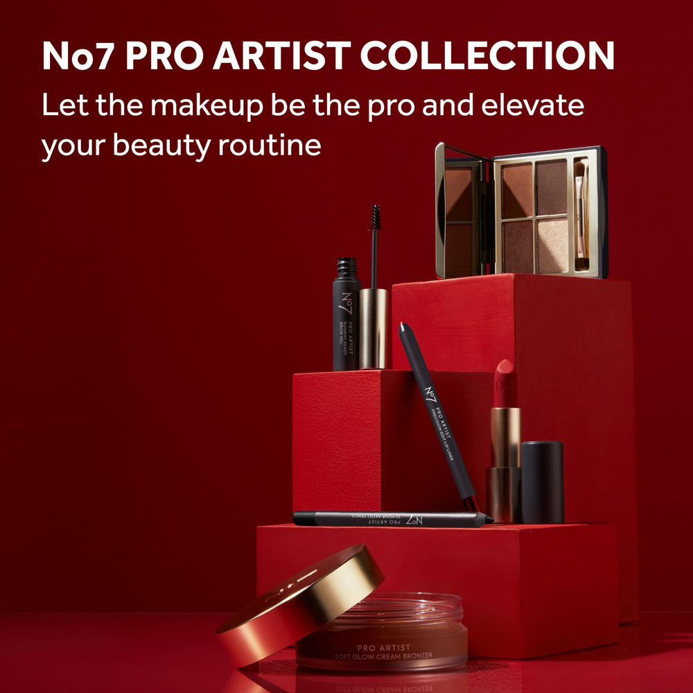 No7 next to brow pencils illustrates compact size and pairing convenience benefit