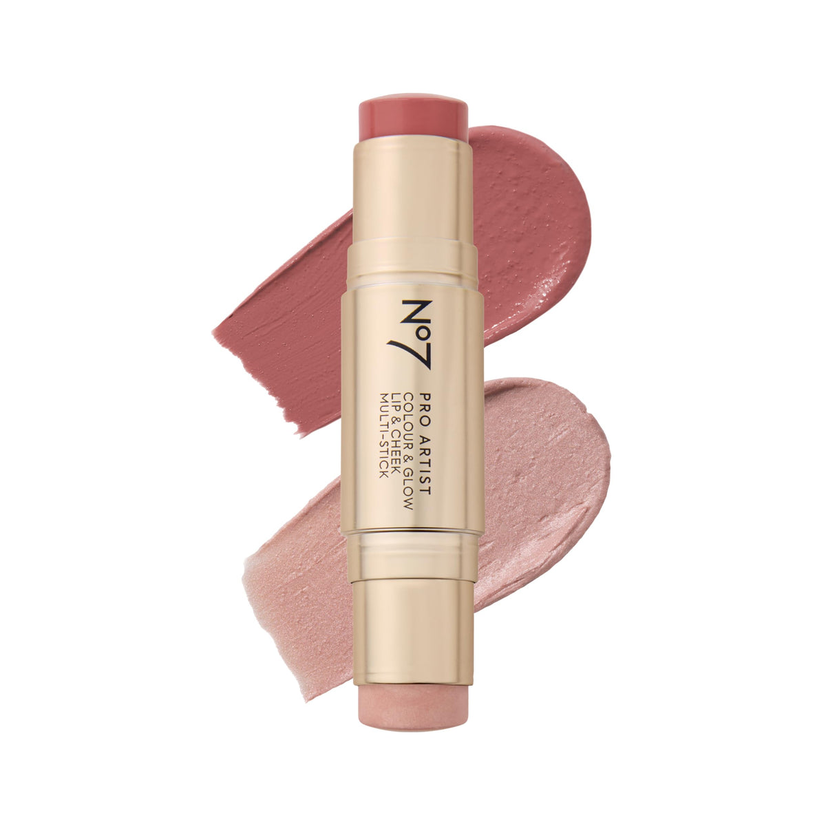 No7 Pro Artist Color & Glow Cream Blush Stick Rose Pink—creamy cheeks and lips with buildable color.
