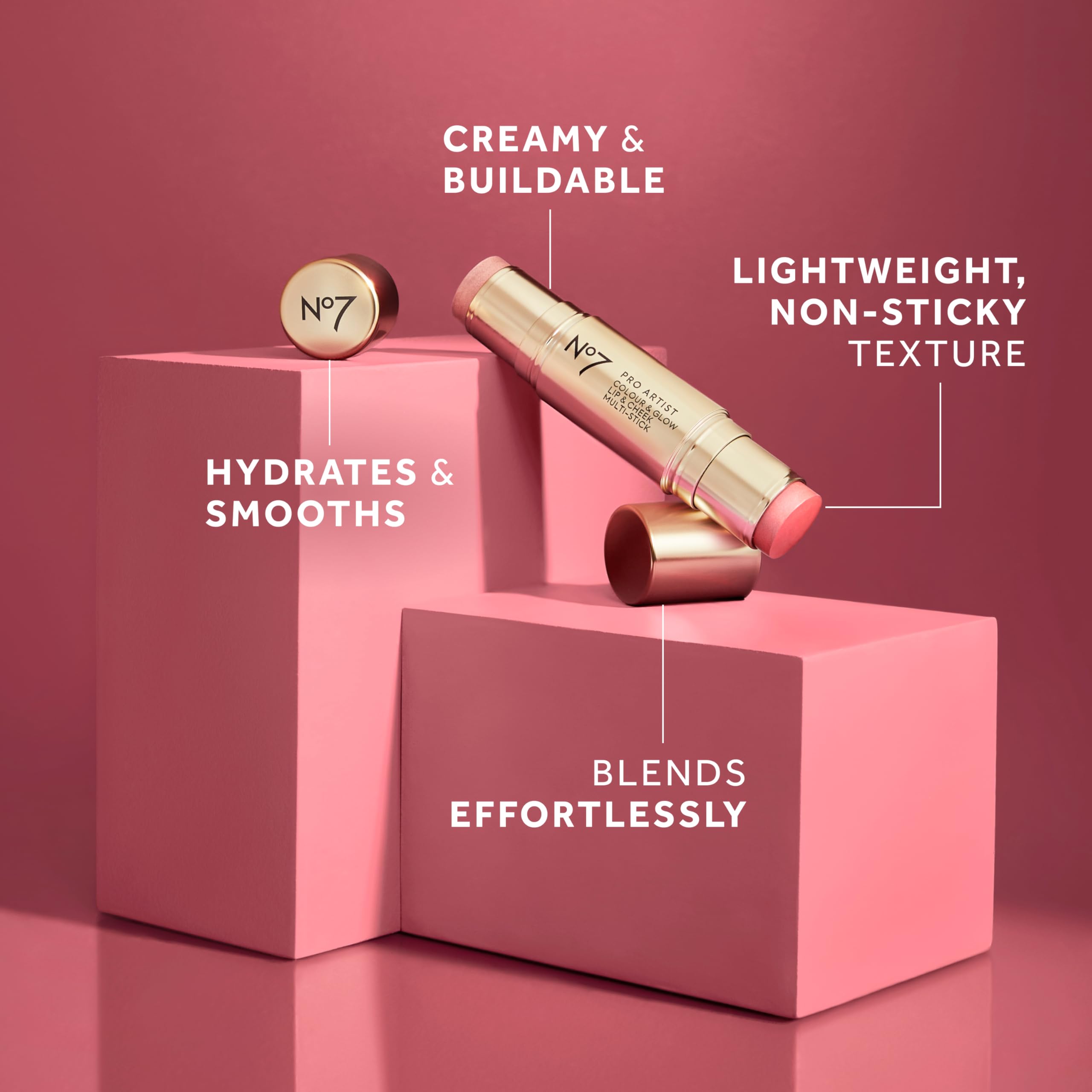 No7 Pro Artist Color & Glow—soft-focus radiance on skin for everyday makeup.