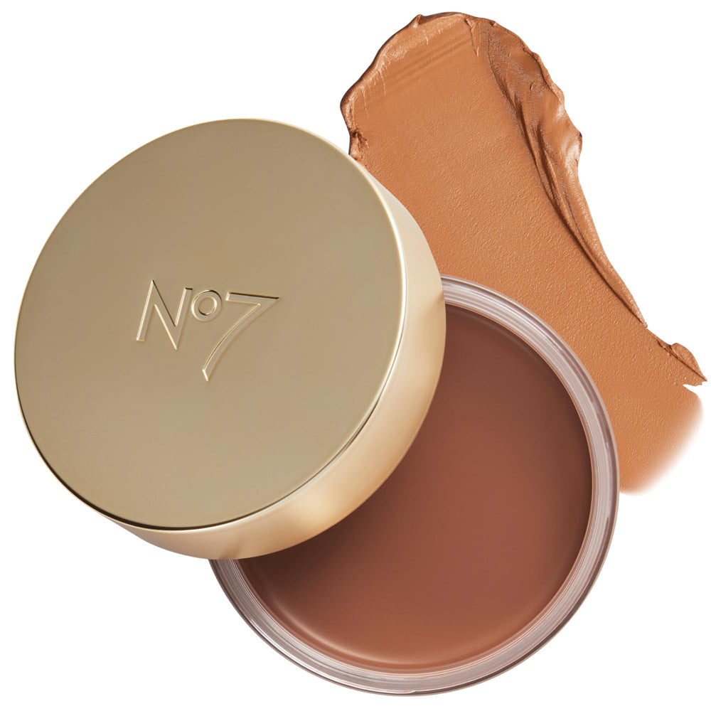 No7 front compact showing product and shade, instant natural warmth benefit