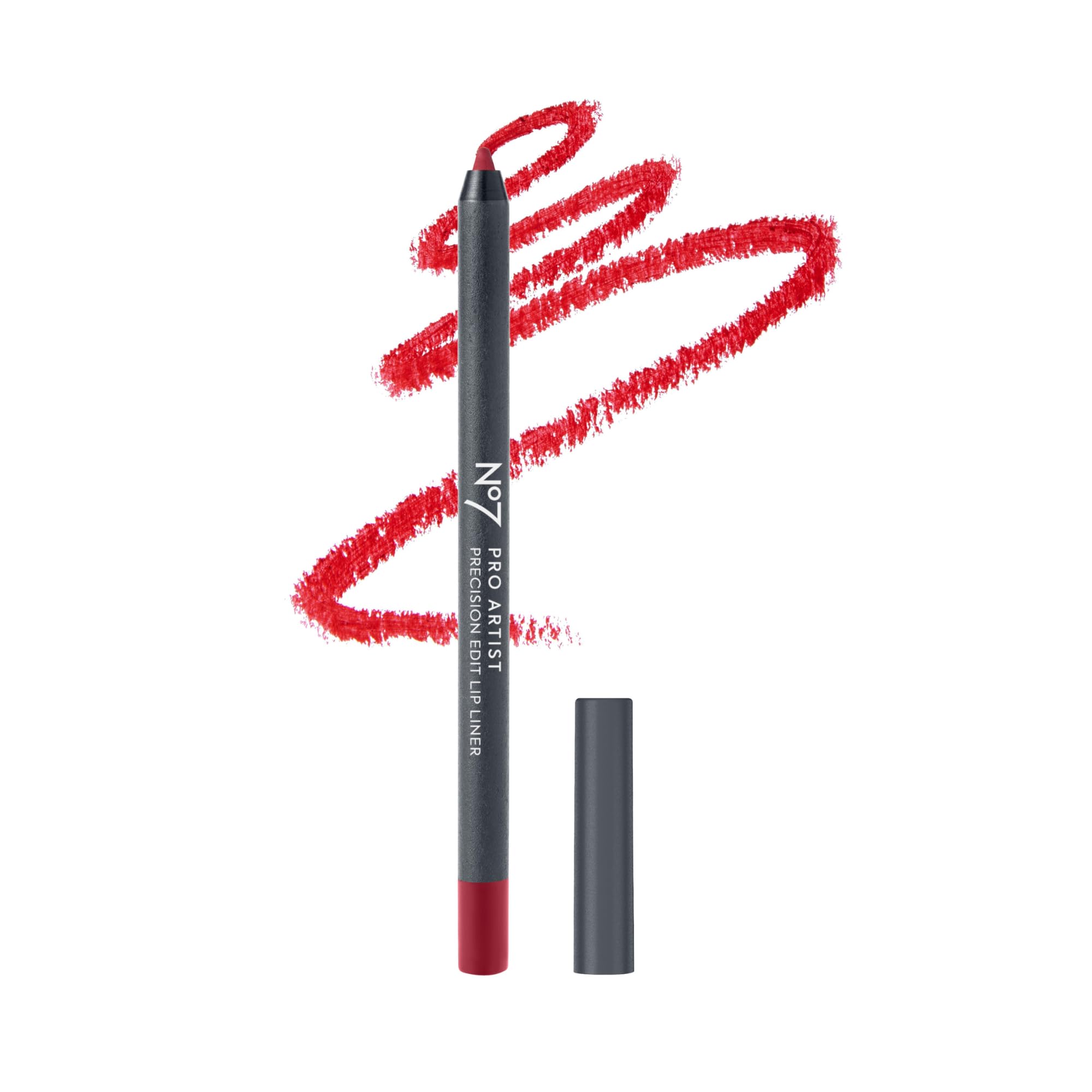 No7 pro artist lip liner front view showing slim pencil and color option