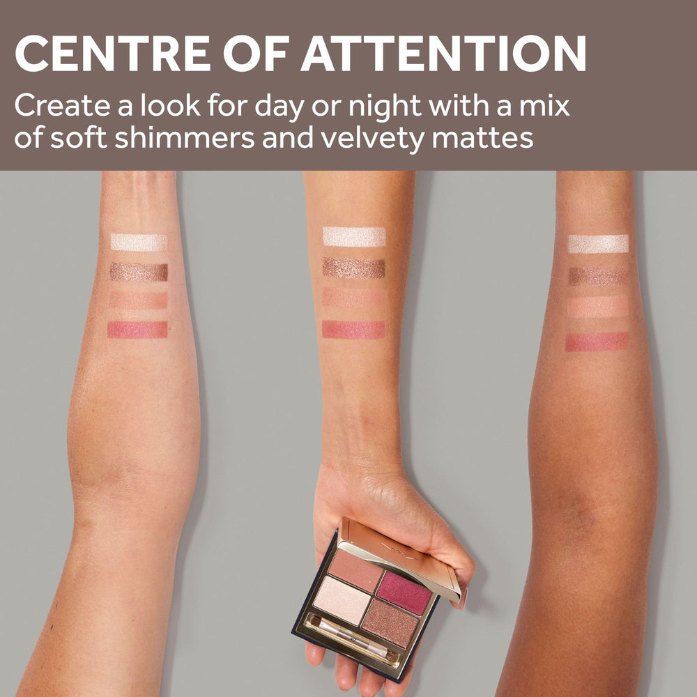 No7 palette held in hand to illustrate compact size and portability